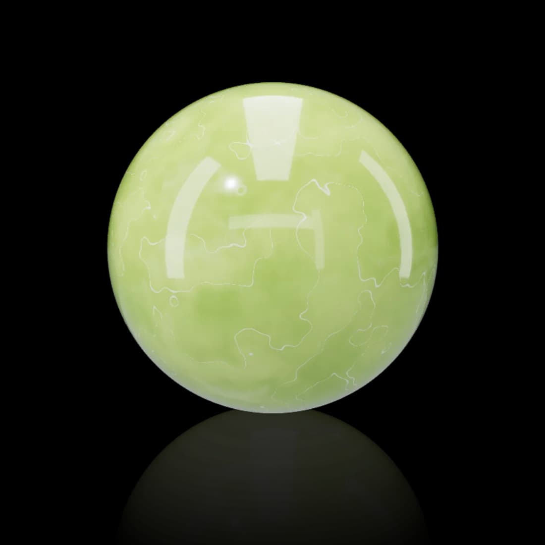 A pale-green veined stone resting on a pale floor: the Bezel stone.